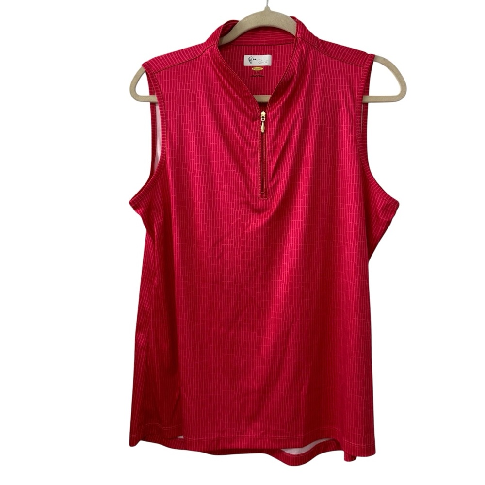 Greg Norman for Tasso Elba Pink Red Sleeveless Golf Polo PlayDry Top  Large